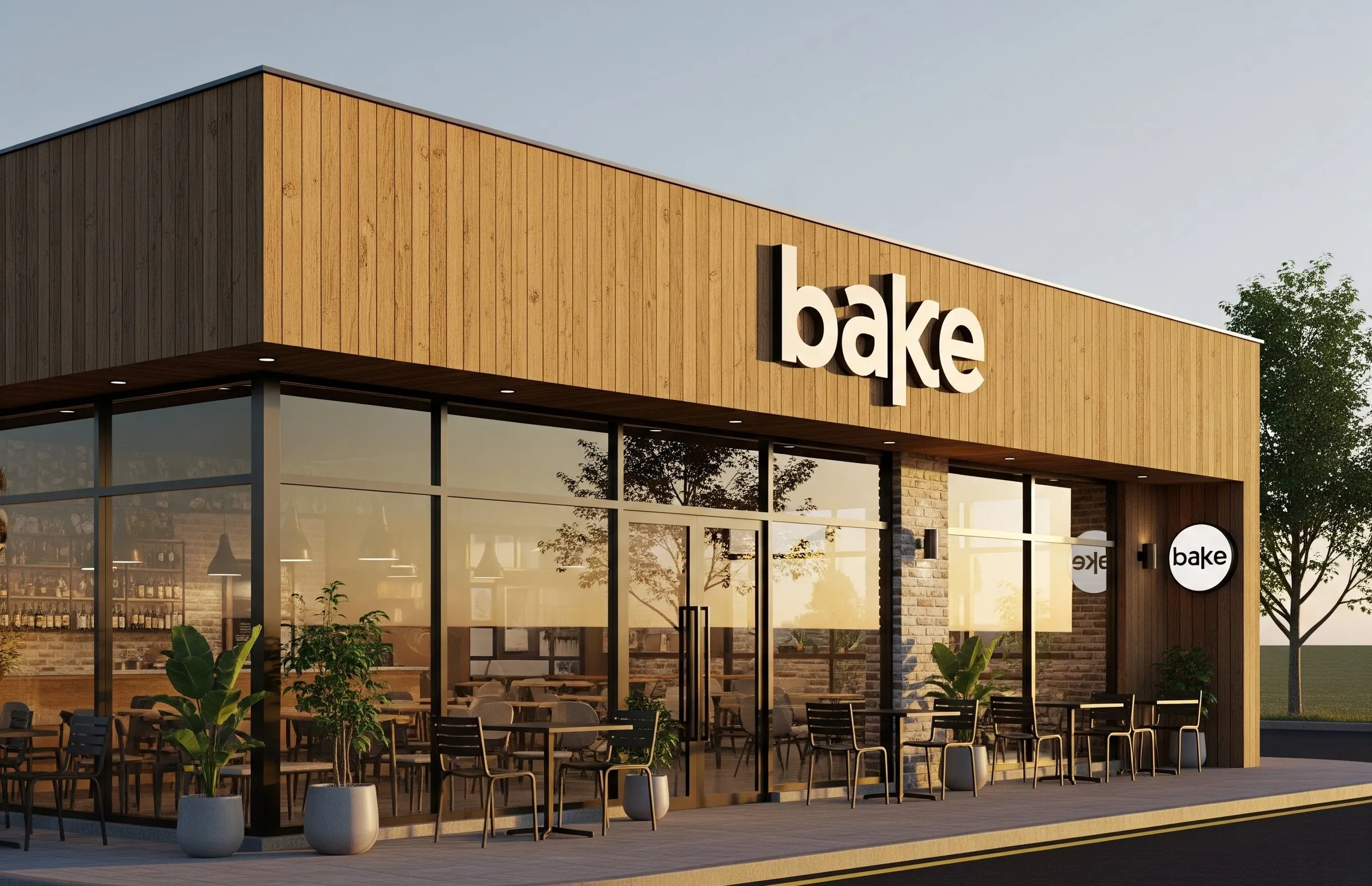Modern cafe exterior