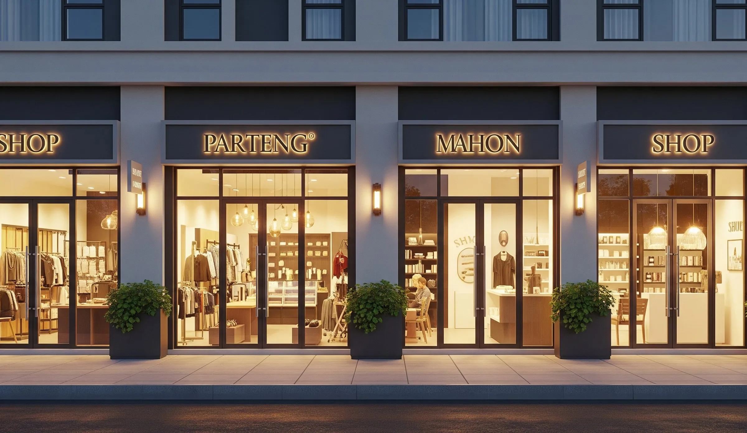 Commercial retail shops row