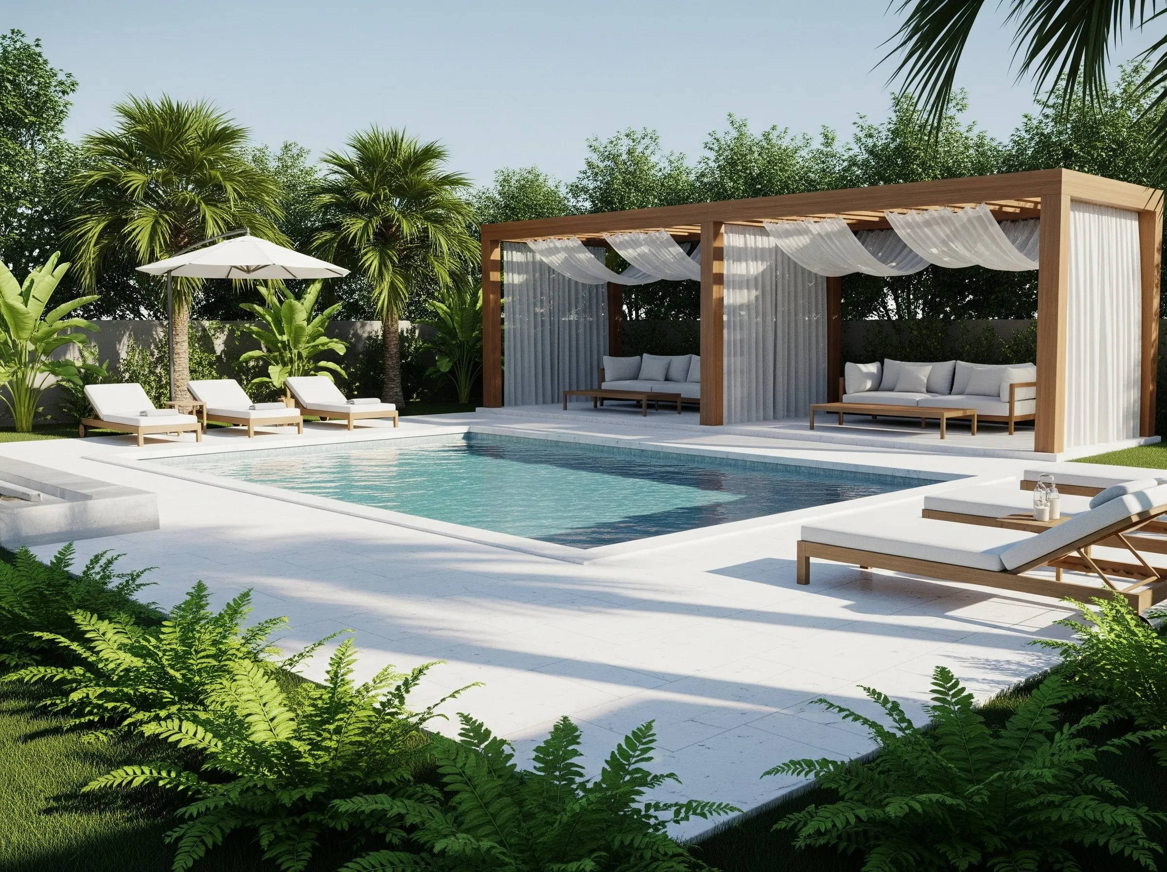 Modern poolside oasis