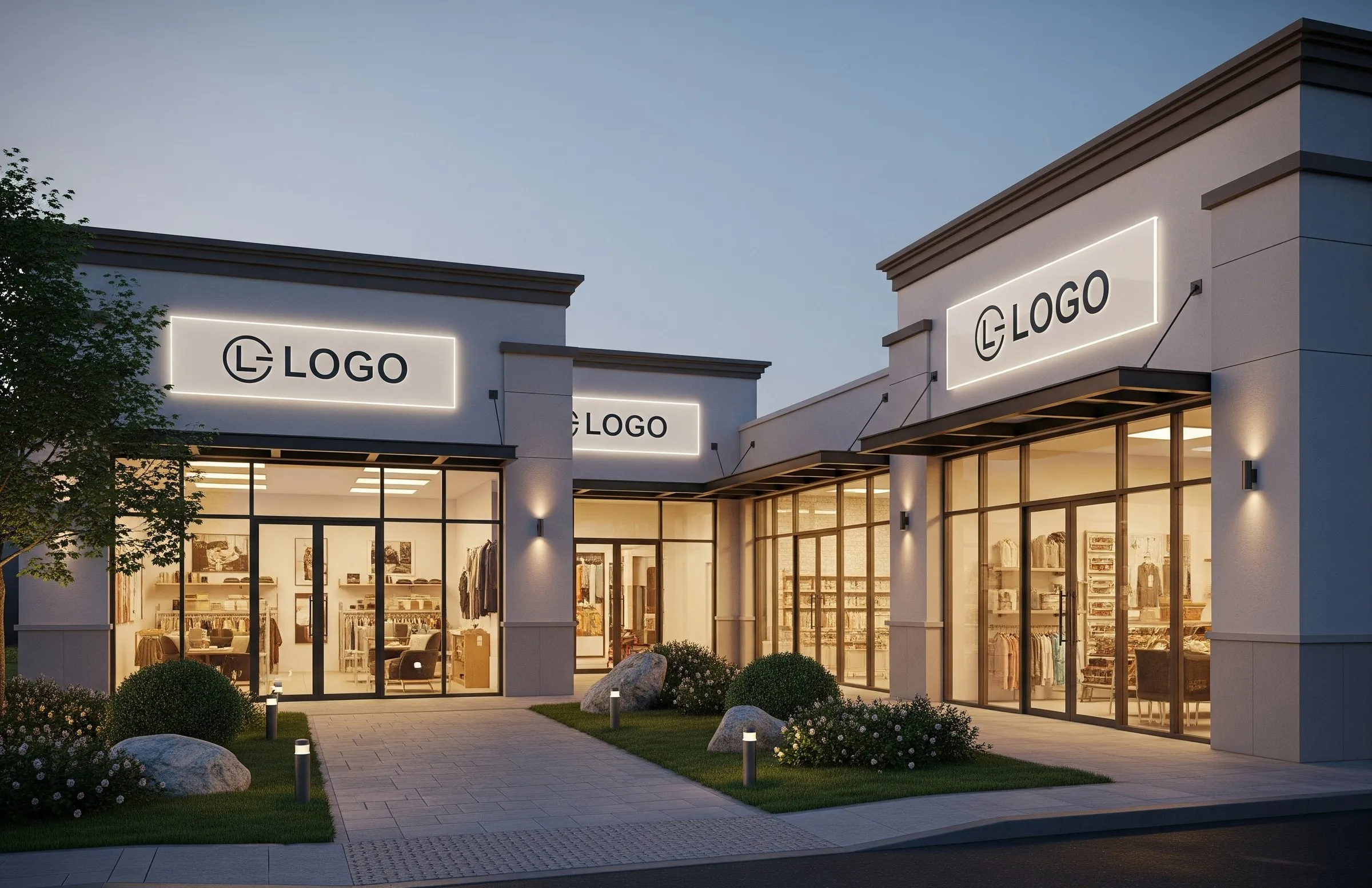 Retail strip mall exterior